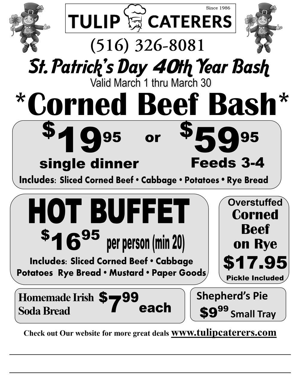 Tulip Caterers' St. Patrick's Day ad