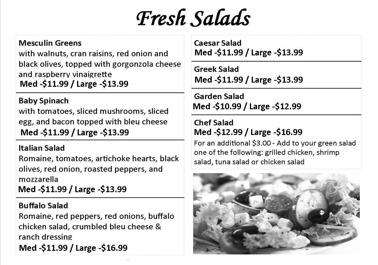 Fresh Salad Menu
