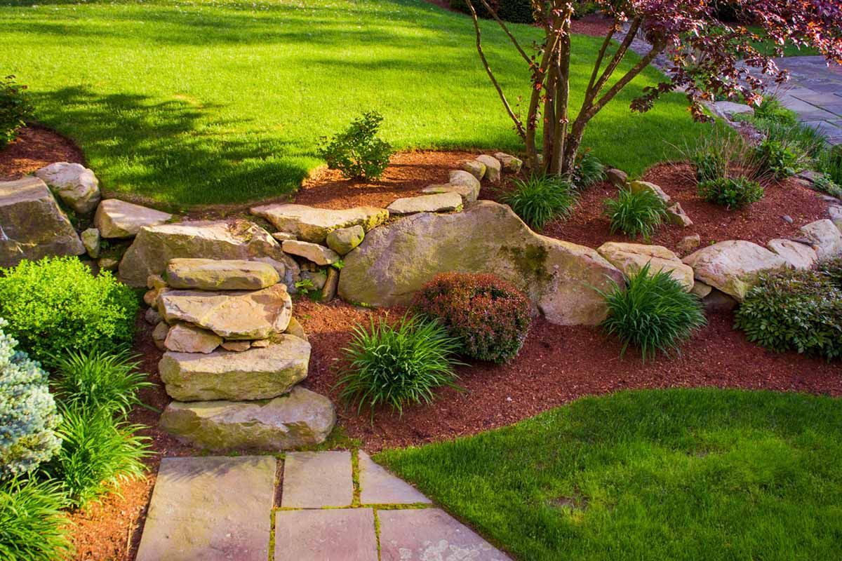 newly mulched landscaping