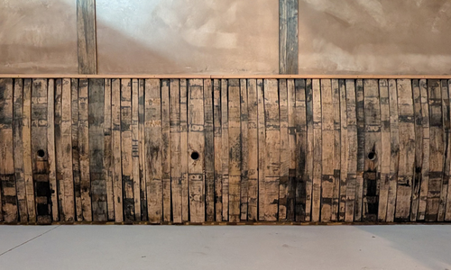 Vertical whiskey Stave Paneling