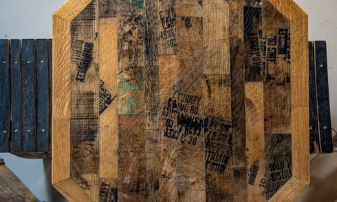 table top from whiskey barrel.