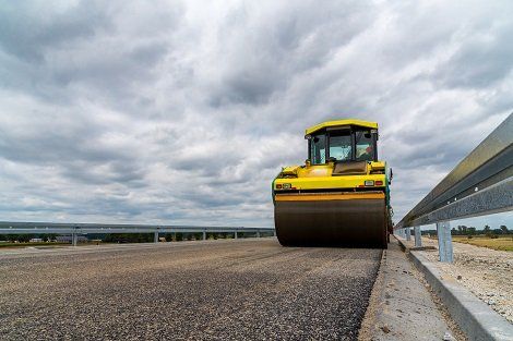 Asphalt Paving — Road roller working on the construction site in Tallahassee, FL