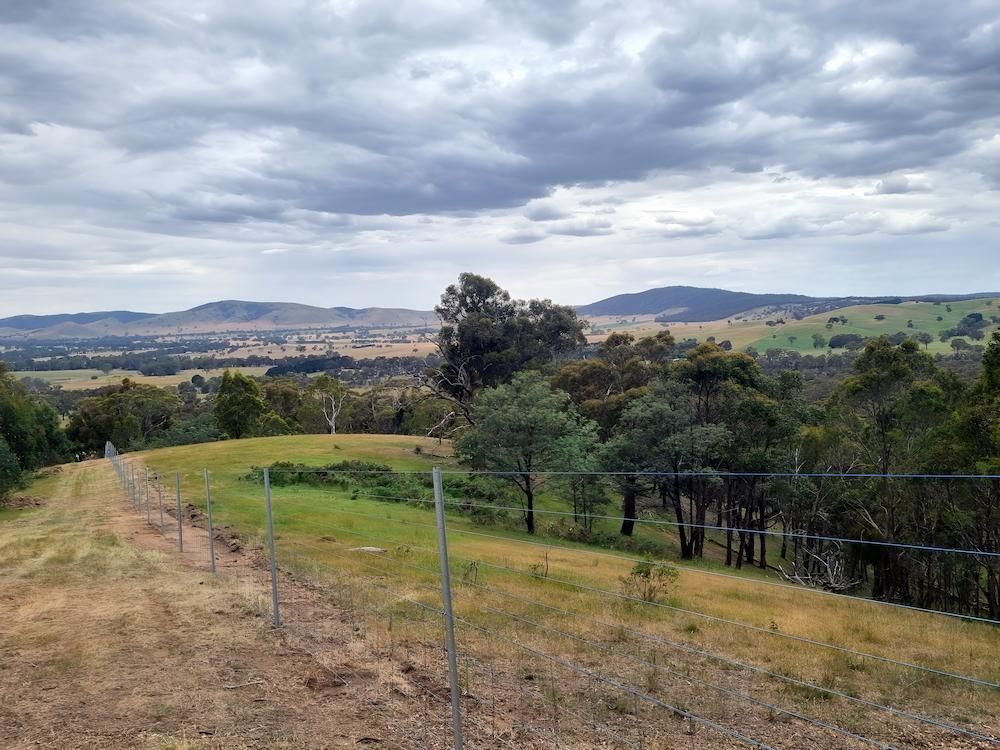 A Fenced in Area With Trees and Mountains in the Background — Ettles Rural Fencing in Alfredton, VIC