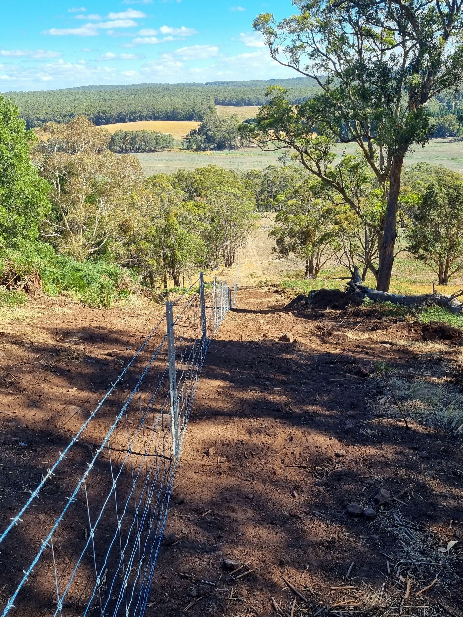 A Wooden Fence Surrounds A Dirt Field With Trees In The Background — Ettles Rural Fencing in Alfredton, VIC