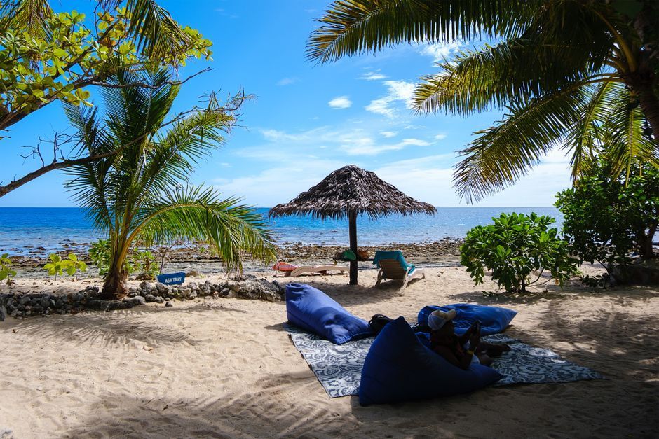 What to do at Blue Lagoon Island: relaxing on the beach by the turquoise lagoon