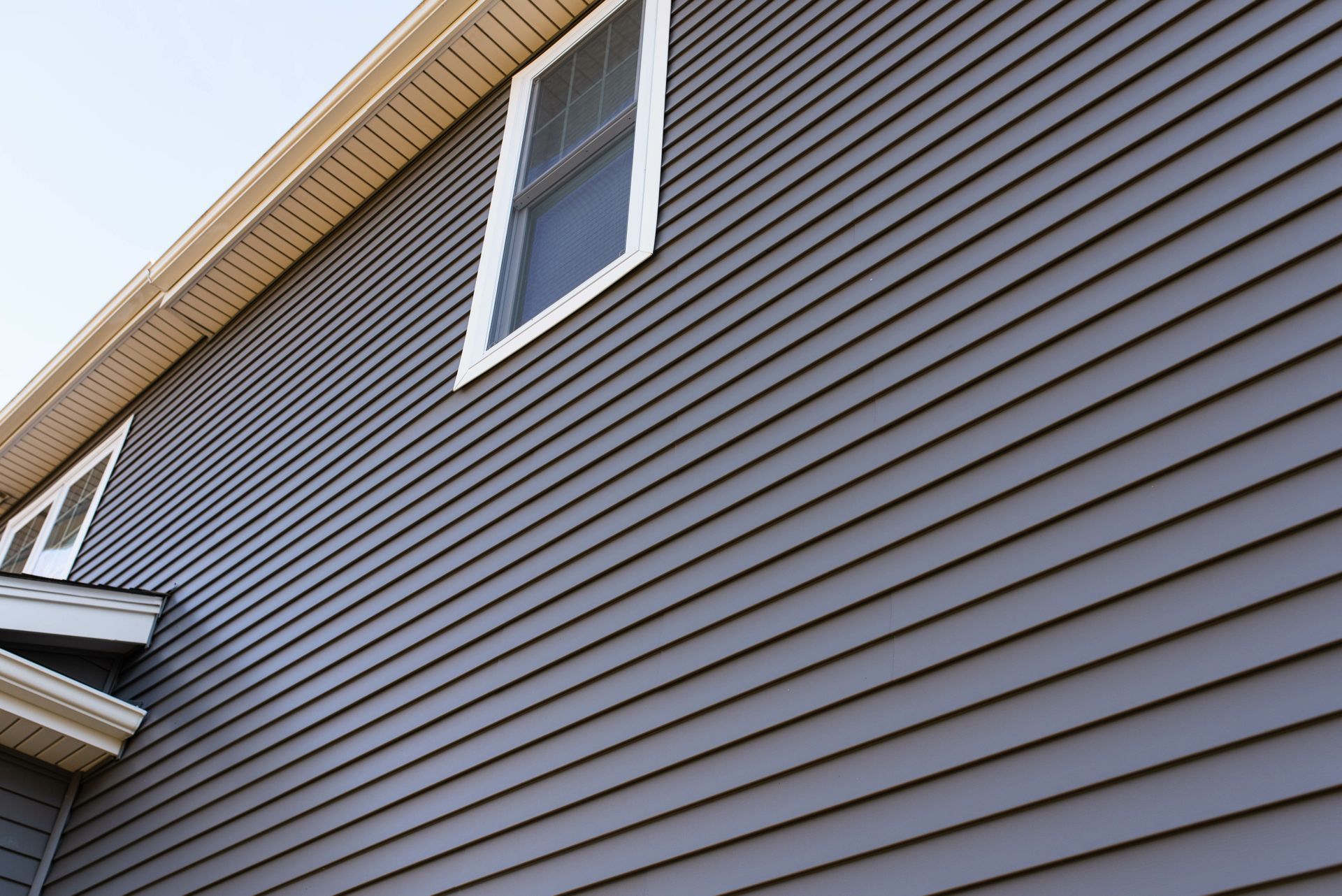 Grey vinyl siding on a house