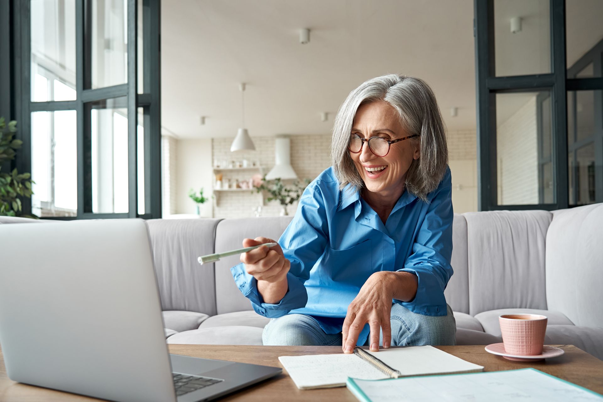 Woman checking her laptop