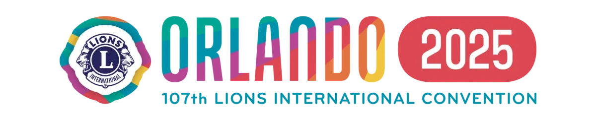 The logo for the orlando 2025 lions international convention