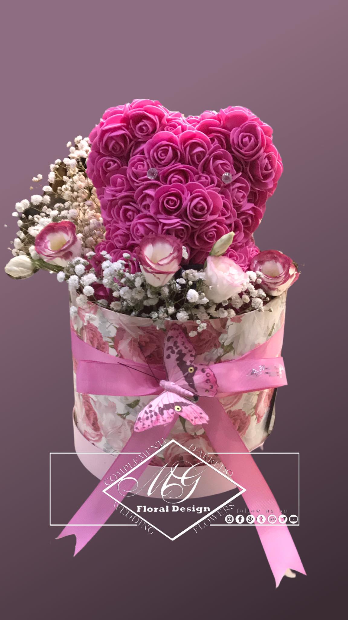 Box con fiori rosa