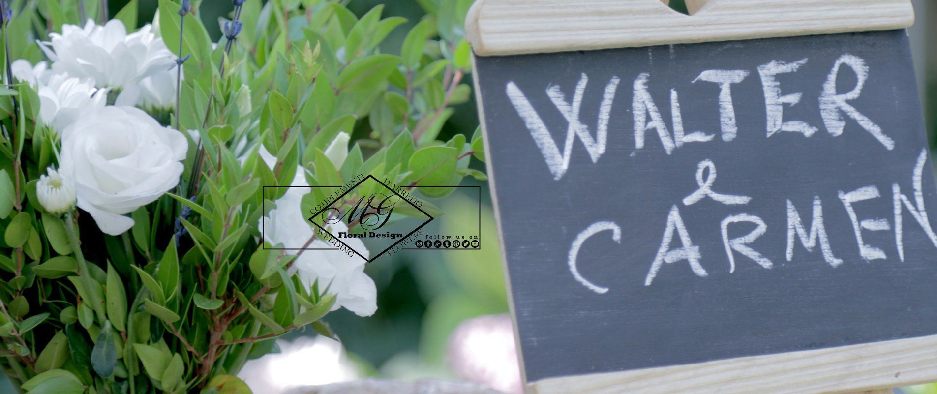 Nome degli sposi su lavagna