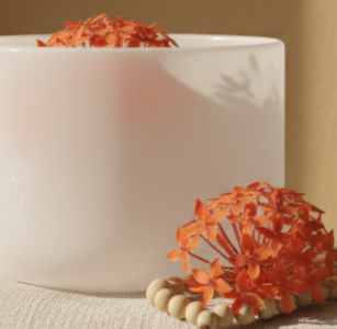 Bowls with Ixora flower at Ixora wellness collective