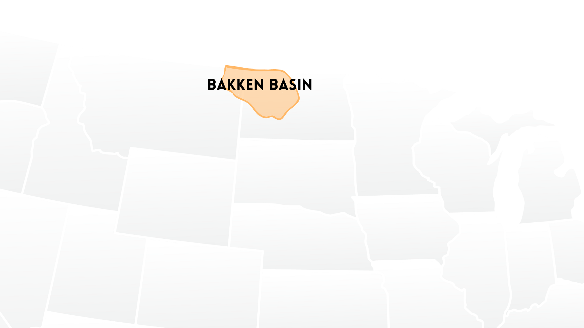 A map of the united states showing the location of the bakken basin.