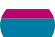 a blue and pink circle on a white background .