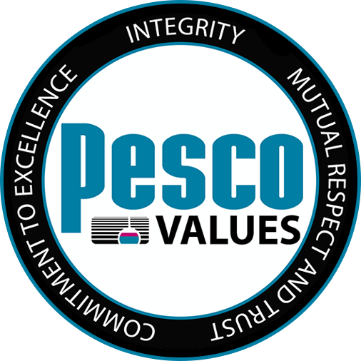 a logo for pesco values that says integrity mutual respect and trust