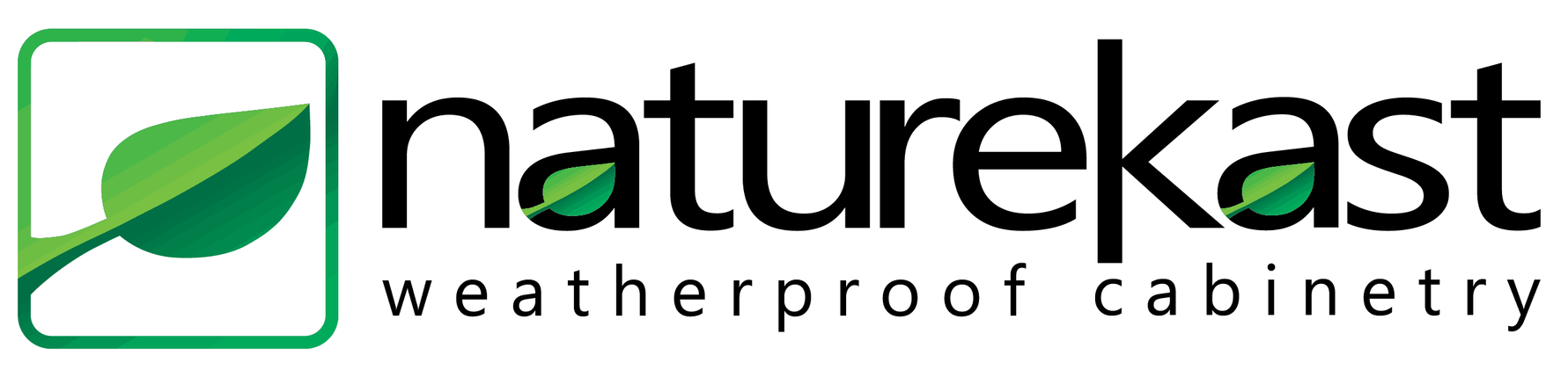 Naturekast logo with green leaf icon and black text on white background