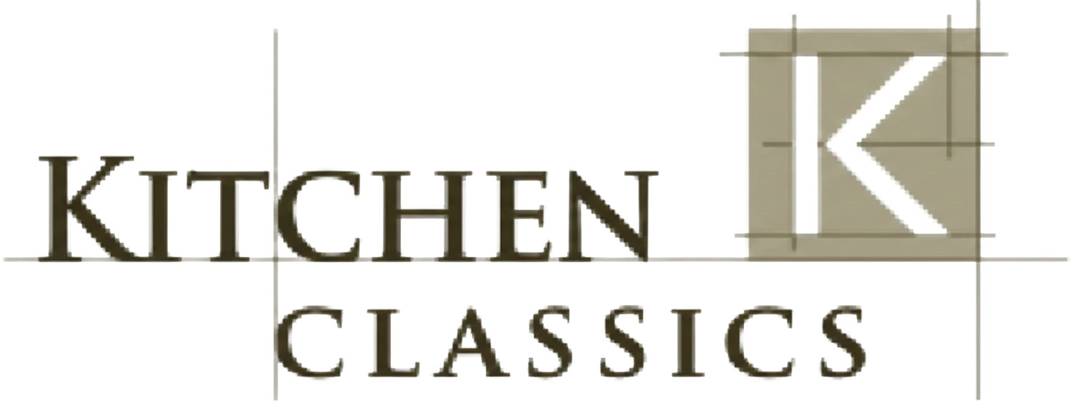Kitchen Classics logo with black text and a tan square featuring a white K