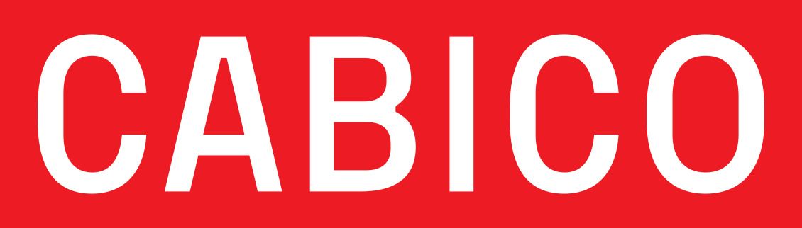 White “CABICO” text on a red background