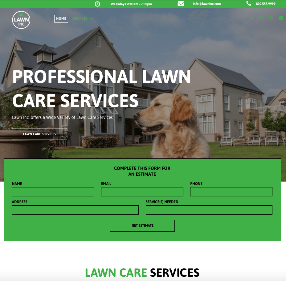 Lawn Care Desktop Website