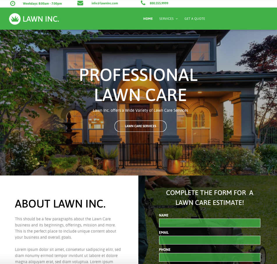 Lawn Care Desktop Website Design