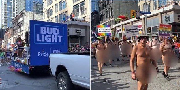 Bud Light sponsors Toronto Pride parade attended by naked men, children