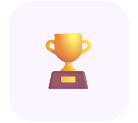 Golden trophy on a purple base, with a light purple background.