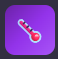 Thermostat icon, red and white on a purple background.