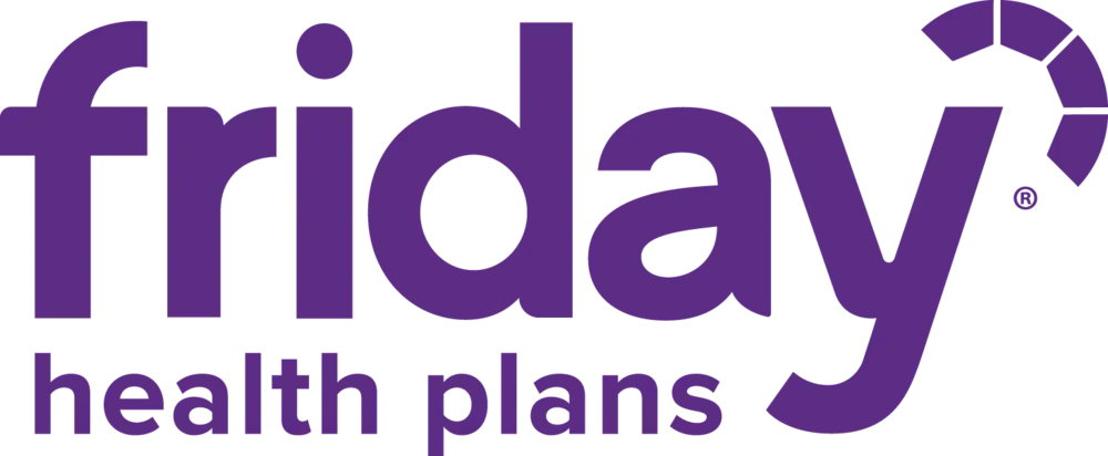 A purple friday health plans logo on a white background.