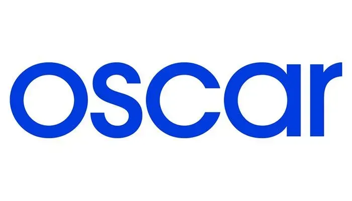 The oscar logo is blue and white on a white background.