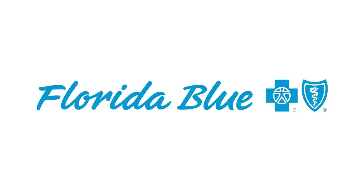 The logo for florida blue is blue and has a medical symbol on it.