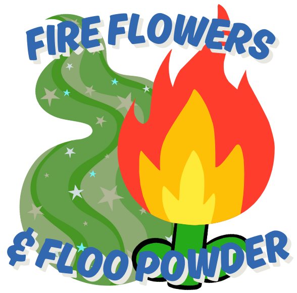 A logo that says fire flowers floo powder