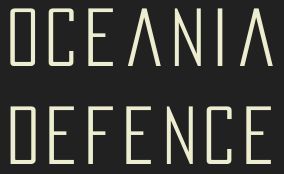 Oceania defence is written in white on a black background