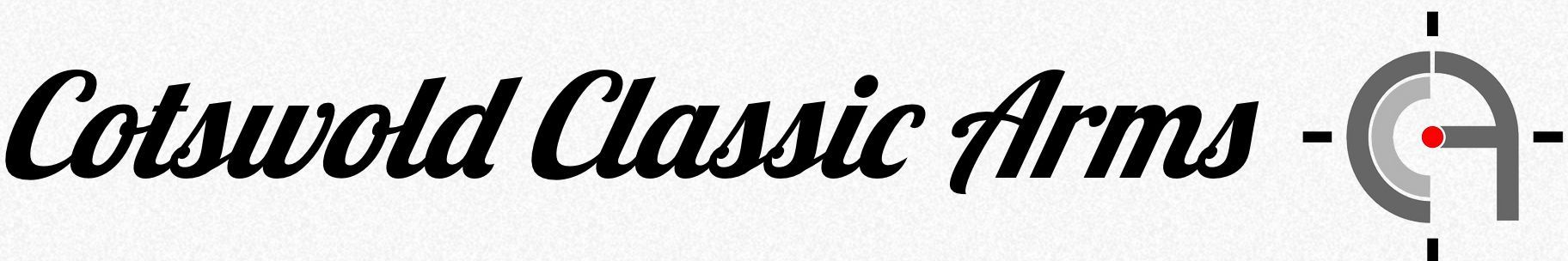 A logo for cotswold classic arms with a target on a white background.