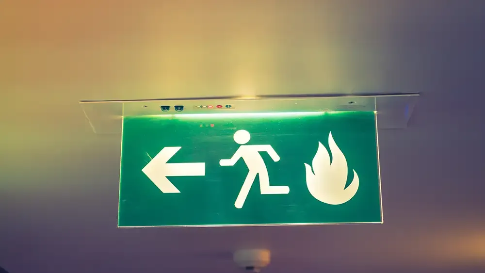 An emergency exit sign