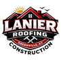 Logo for Lanier Roofing Construction in Greenville, KY, featuring a house roof, sun, birds, and crossed hammers.