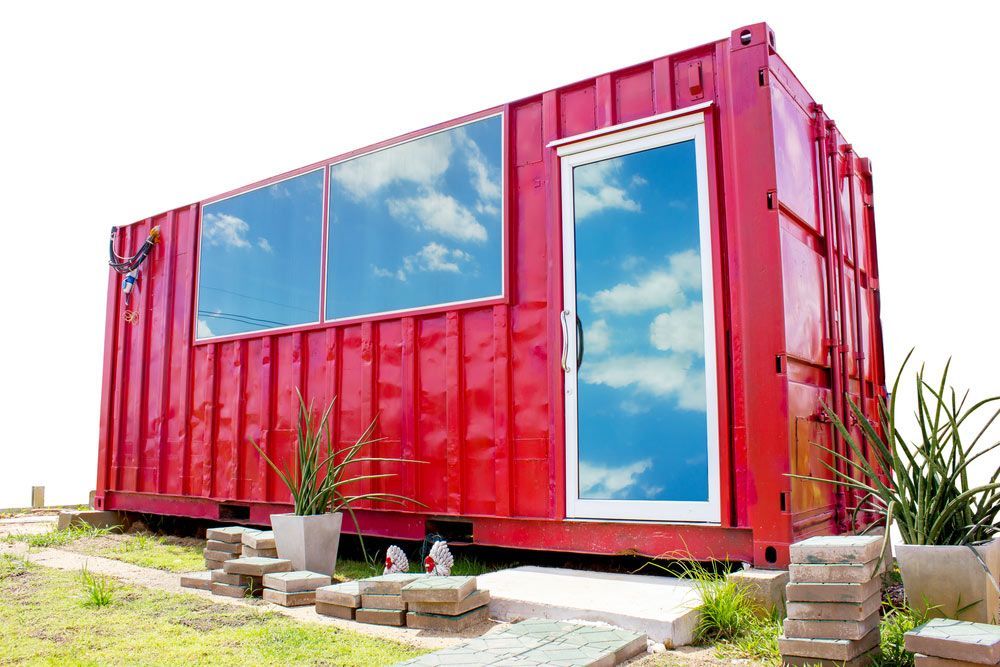 Red Shipping Container with Large Window and Door — East Coast Containers Shipping Containers and Transport in Brisbane, QLD