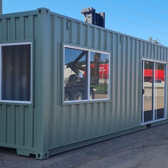 Shipping Container with Glass Doors and Windows — East Coast Containers Shipping Containers and Transport in Chevallum, QLD