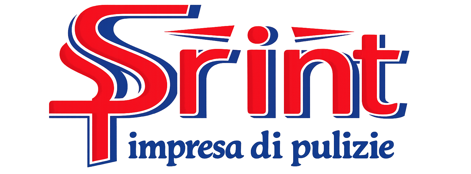 Logo Sprint impresa di abbigliamento in testo rosso e blu con S stilizzata su sfondo bianco
