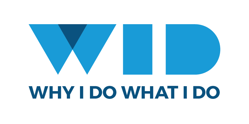A blue logo that says why i do what i do