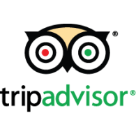 TripAdvisor-Logo: Eulen-Symbol mit grünen und roten Augen und dem Schriftzug „tripadvisor“.