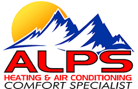 Logo: Red "ALPS" over mountains with sun, "Heating & Air Conditioning" below.