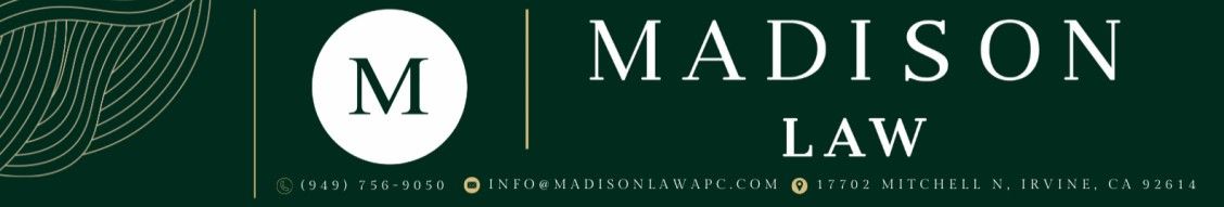 Madison Law logo: White letter 