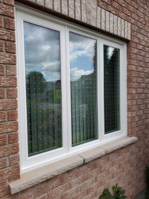 A window showcasing anti-collision markings