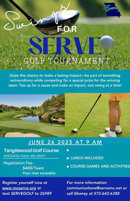 A poster for a golf tournament called serve gulf tournament