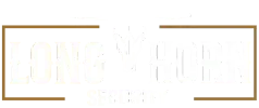 White logo text inside a thin brown rectangular frame on a light background