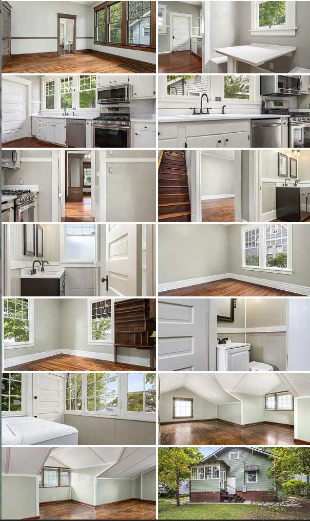 A collage of pictures of a house before and after being remodeled.