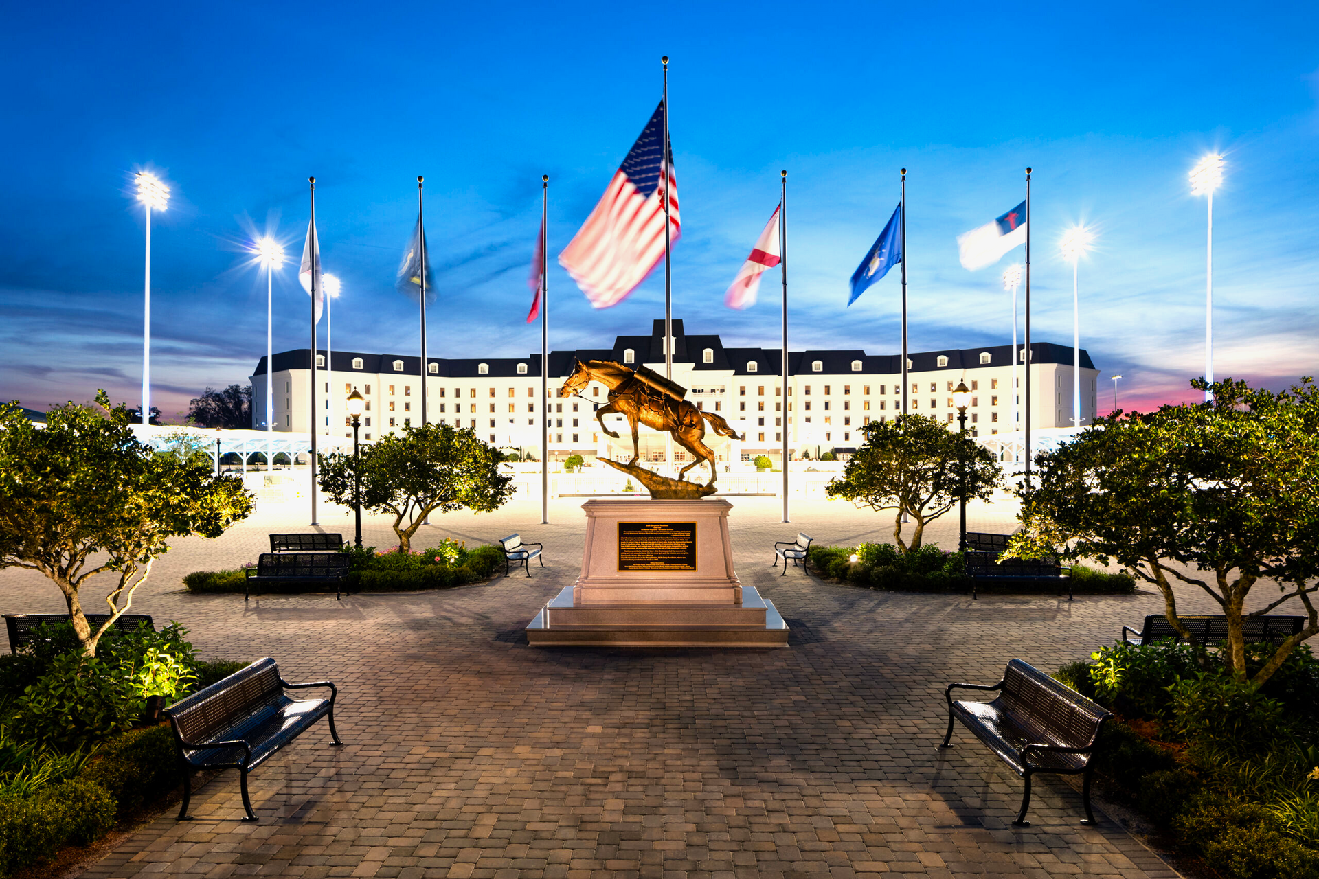 A Statue Of A Horse In Front Of A Building - Circle Dunnellon, FL - Rainbow Springs Realty Group