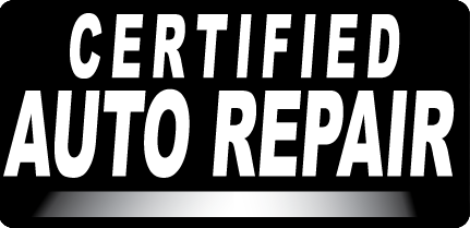 Black-and-white “Certified Auto Repair” sign in bold block letters