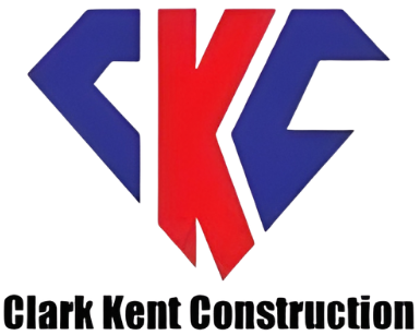 Logo for Clark Kent Construction: blue and red CKC initials within a diamond shape.