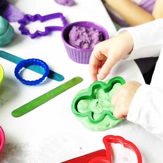 Using cookie cutters with playdough