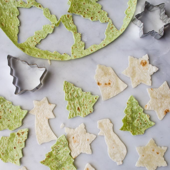 Christmas cookie cutter shaped pita bread